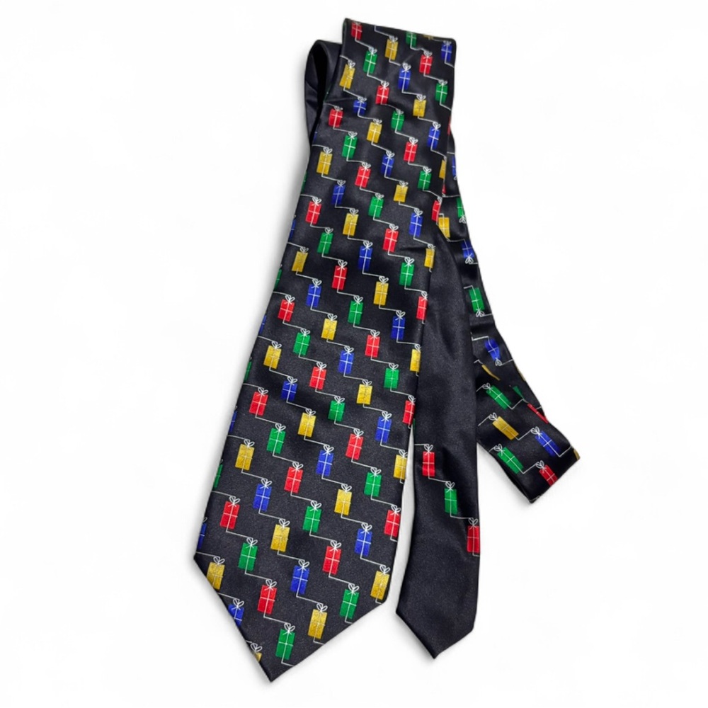 Holidays‎ Silk Tie Black Presents Gifts Christmas Party Festive Birthday Theme